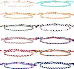 yfstyle 12Pcs Summer Beach Surfer Wave Bracelets Adjustable Handmade Waterproof Braided String Beaded Anklets Starfish Turtle Infinity Ankle Bracelet for Women Girls Boho Jewelry for Summer-B